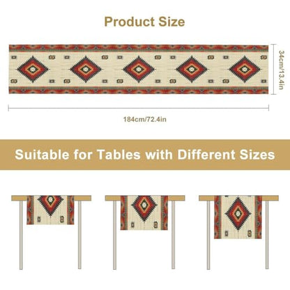 Retro Aztec Table Runner, Western Native American Tribal Art Printed Runner for Home Kitchen Dining Table Party 13x36in - color: Aztec-7, size: 13x36in