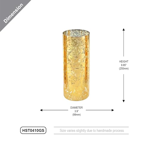 WGVI Hurricane Candle Holder Sleeve, W: 4", Ht: 10", Gold Speckled Glass Cylinder Open Both Ends, Chimney Tube Shade, 2 Pieces - color: Gold Speckle, size: 4x10"H