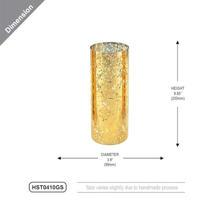 WGVI Hurricane Candle Holder Sleeve, W: 4", Ht: 10", Gold Speckled Glass Cylinder Open Both Ends, Chimney Tube Shade, 2 Pieces - color: Gold Speckle, size: 4x10"H