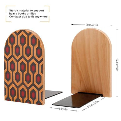 Shining Overlook Bookend 1 Pair Wood Book End for Shelves Non-Slip Heavy Duty Wooden Bookends Book Stopper Modern Decorative Bookend Holders Book Organizers for Home Office Library