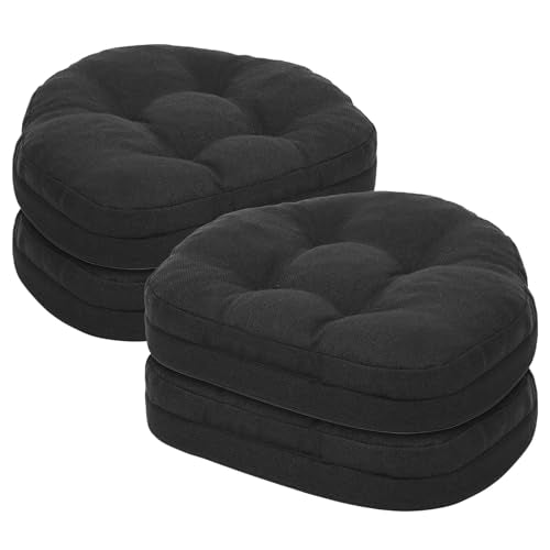 baibu Kitchen Chair Cushions Set of 4, Dual-Layer Patented Design Memory Foam Windsor Seat Pads, Dining Chair Cushions with Ties & Washable Cover, 17x 15.5 x 3.5in, 4 Pack, Black - color: Black, size: 4 Count (Pack of 1)