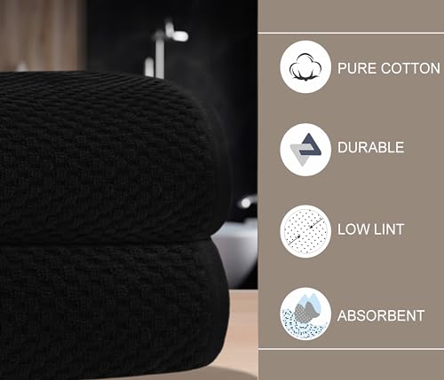 COTTON CRAFT Euro Spa Waffle Weave Bath Sheet - Set of 2 Black Towel Sheets | Pure 100% Ringspun Cotton Oversized Luxurious Towel Set - Soft Plush Super Absorbent Low Lint Quick Dry - 35 x 70 inches - color: Black, size: 2 Pack Bath Sheet