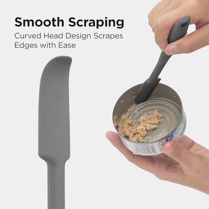 Kitchen Mama WaltzGrip Platinum Silicone Jar & Can Spatula Set, Metal Gray | Heat-Resistant, Dishwasher Safe, Ergonomic Grip, Perfect for Mixing and Scraping, Nonstick Cookware - color: Metal Gray