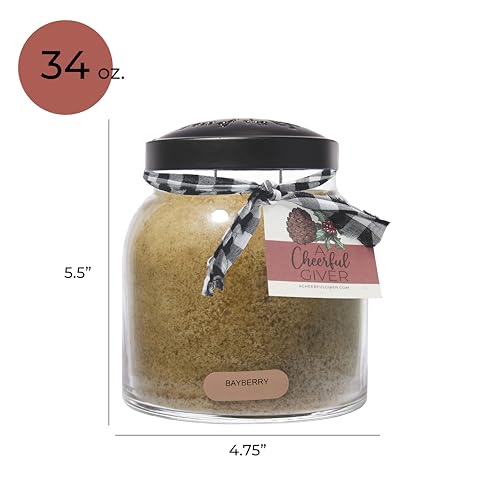 A Cheerful Giver - Bayberry - 34oz Papa Scented Candle Jar with Lid - Keepers of the Light - 155 Hours of Burn Time, Gift for Women, Green - size: 34 oz