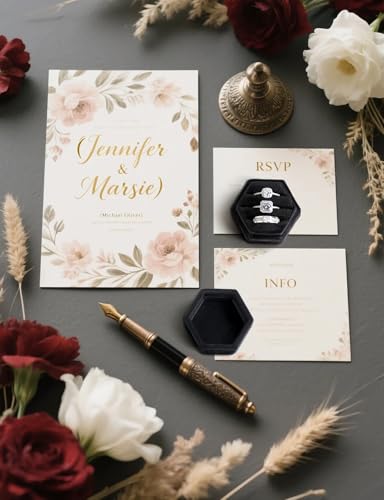 MFXIP Velvet 3 Slots Jewelry Ring Box Engagement Wedding Box Keepsake Box Bridal Photo Ring Triple Slots Hexagon - color: Black