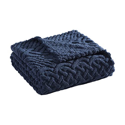 Nautica - Throw Blanket, Soft Cable Knit Sherpa Bedding, Ideal for Bed or Couch (Declan Navy, 50" x 60") - color: Declan Navy