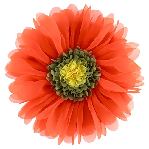 3D Flower Throw Pillow Decorative Daisy Accent Pillows Handmade Cute Round Velvet Floral Cushion with Insert for Couch Bed Chair Car Living Room Bedroom Home Decor 12Inch Vibrant Orange - color: Orange