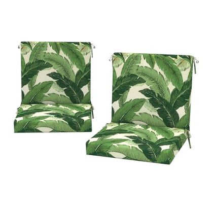 DYTXIII Outdoor Midback Chair Cushions Set of 2-20"x17" Water Repellent & Fade-Resistant Patio Seat Cushions with High-Resiliency Foam, Non-Slip Ties for Dining, Balcony Furniture-Palms Green - color: Palms Green