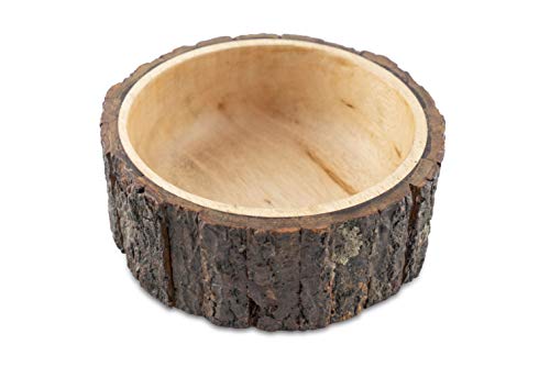 GoCraft Wood Potpourri Bowl with Tree Bark, Small, 6" Diameter x 3" Height, Wooden Decorative Bowl - size: 6"