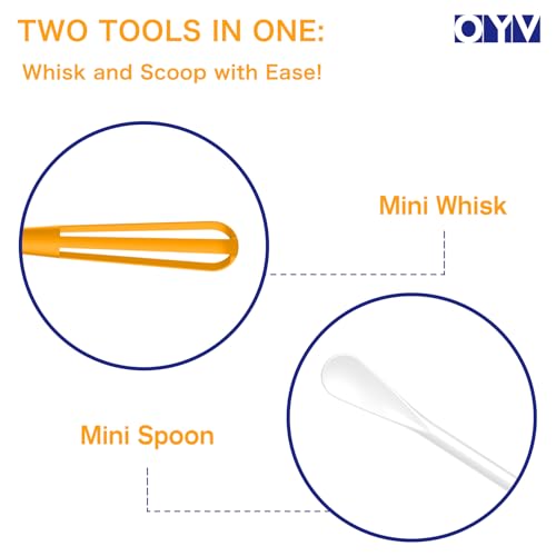 OYV 2-In-1 Mini Whisk and Spoon, Set of 2, 8.5-Inch, White/Yellow | Flexible And Lightweight, Comfortable Long Handle, Easy To Store, BPA-Free, For Eggs, Sauces, Coffee And Hot Chocolate - color: White+Yellow