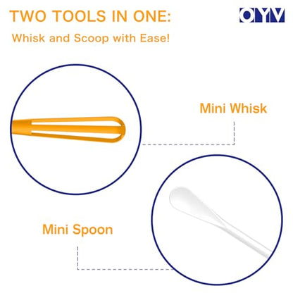 OYV 2-In-1 Mini Whisk and Spoon, Set of 2, 8.5-Inch, White/Yellow | Flexible And Lightweight, Comfortable Long Handle, Easy To Store, BPA-Free, For Eggs, Sauces, Coffee And Hot Chocolate - color: White+Yellow