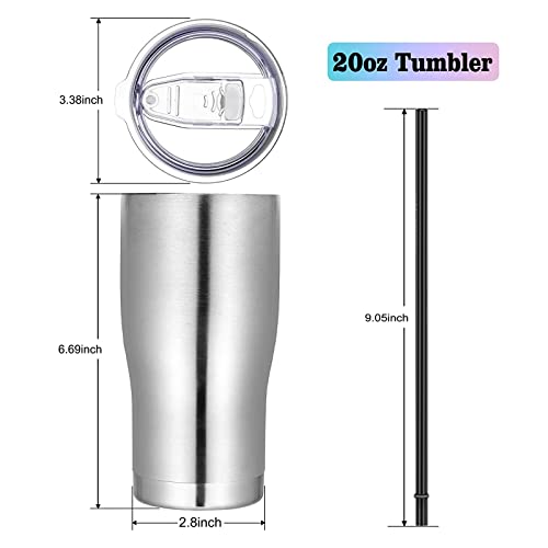 VEGOND 20oz Tumbler Stainless Steel Tumbler Cup with Lid And Straw Vacuum Insulated Double Wall Travel Coffee Mug(Stainless 6 Pack) - color: Stainless, size: 6 Count (Pack of 1)