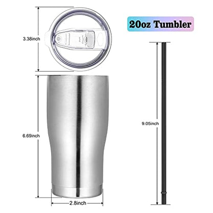VEGOND 20oz Tumbler Stainless Steel Tumbler Cup with Lid And Straw Vacuum Insulated Double Wall Travel Coffee Mug(Stainless 6 Pack) - color: Stainless, size: 6 Count (Pack of 1)