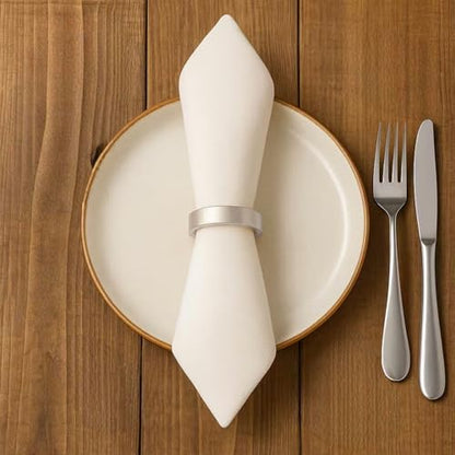 12 Pcs Stainless Steel Napkin Rings - Silver Napkin Holder(Semicircle) | Matt Gold Napkin Holder Buckles for Table Kitchen Dinner Party Wedding Christmas Party - size: 12Pcs Silver