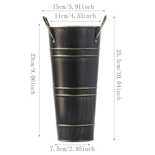 Metal Round Umbrella Stand Rack, Freestanding Umbrella Rack with Cane and Walking Stick Holder, Perfect for Entryway and Porch Use, Ideal Organizer for Home and Office (Black)