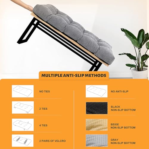 ROFIELTY Custom Bench Cushions | Waterproof Window Seat Cushion Indoor,Non-Slip Tufted for Patio Furniture/Swing Seat/ Piano Bench