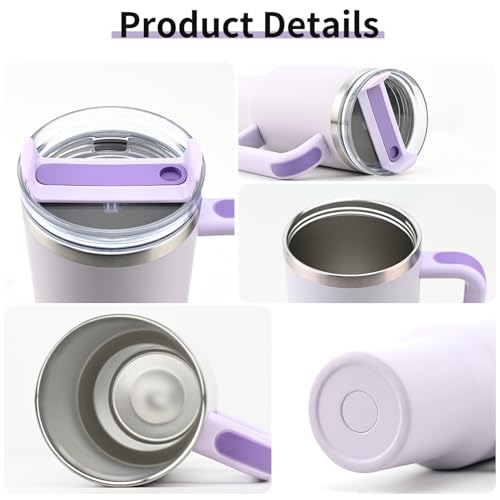 Insulated Tumbler, Lavender, 40 oz | Stainless Steel Vacuum, Handle and Straw, Leak Resistant Lid, Fits Car Cup Holder - color: Orchid Purple, size: 40 oz