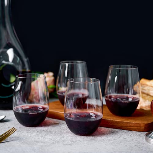 FOCUSLINE 20 Pack 16 Oz Plastic Wine Glasses, Stemless Plastic Wine Cups | Thick and Durable, Shatter-Resistant, and Reusable; Ideal for Weddings, Parties, Toasts, and Various Celebrations - color: 16OZ-20-CLEAR