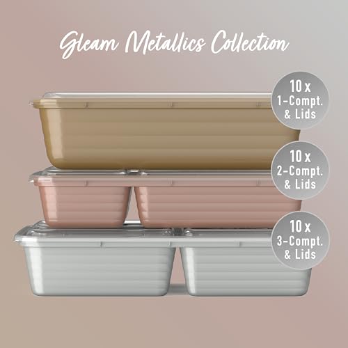 Bentgo Prep Meal Prep Kit, 1, 2 & 3-Compartment Containers, 60 Piece Set | Portion Control, Stackable, Microwave, Freezer & Dishwasher-Safe, Reusable, PFAS & BPA-Free (Gleam Metallics) - color: Gleam Metallics