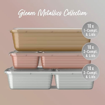 Bentgo Prep Meal Prep Kit, 1, 2 & 3-Compartment Containers, 60 Piece Set | Portion Control, Stackable, Microwave, Freezer & Dishwasher-Safe, Reusable, PFAS & BPA-Free (Gleam Metallics) - color: Gleam Metallics