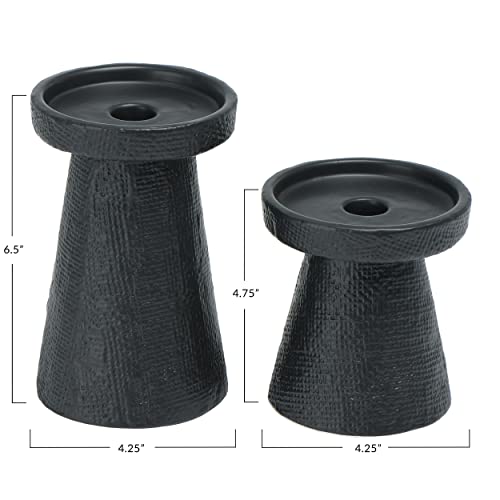 Main + Mesa Stoneware Pillar & Taper Candle Holders,(Pack of 8) - color: Black, size: Set of 8