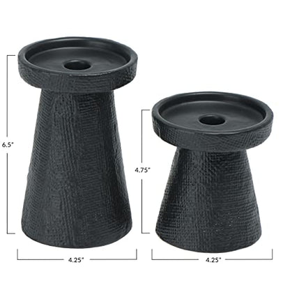 Main + Mesa Stoneware Pillar & Taper Candle Holders,(Pack of 8) - color: Black, size: Set of 8