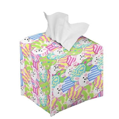 Easter Rabbit Eggs Square Tissue Box Cover Facial Napkin Holder Easy to Use Dust-Proof Tissue Case for Living Room Office Bathroom - color: Easter Rabbit Eggs