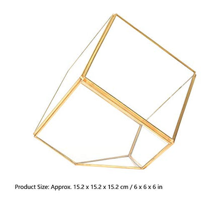 Geometric Glass Planter Gold Terrarium Container Home Desktop Decoration