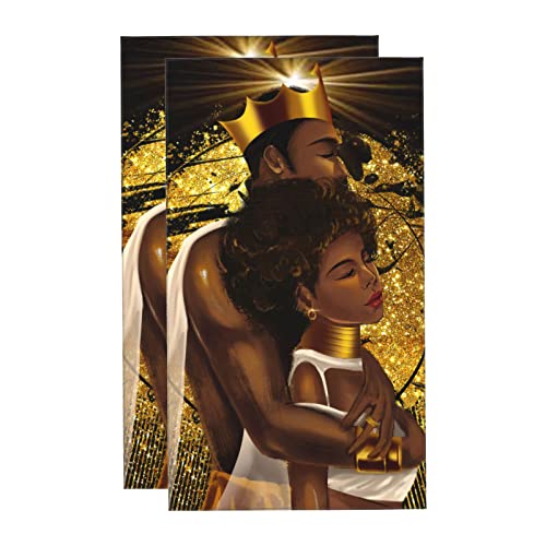 Hand Towels Set of 2 Hand Towels for Bathroom African Queen and King Black Crown Decorative 27.5x16Inch Absorbent Soft for Yoga Gym Spa Hotel Bathroom Kitchen - color: Style23