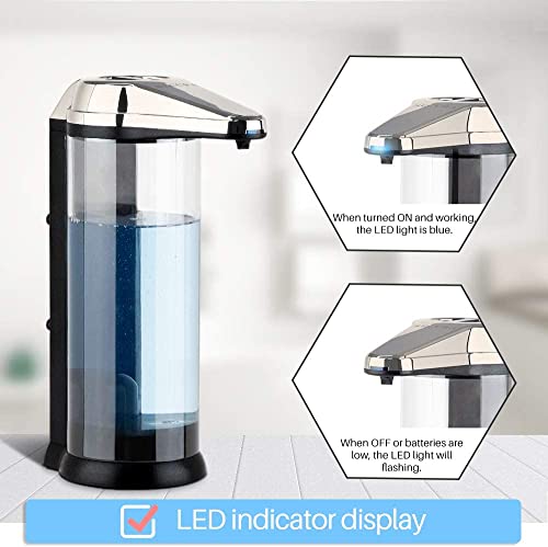 Secura 17oz Automatic Liquid Soap Dispenser, Touchless Battery Operated Hand Soap Dispenser with Adjustable Soap Dispensing Volume Control Dial, Personal Care Dispenser (Silver) - color: Silver, size: 500ml