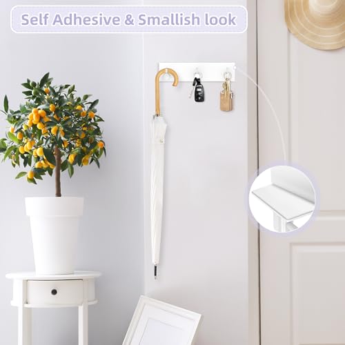 VIS'V Key Holder Wall Mount, Small Adhesive Key Hanger with 3 Hooks, White | Metal Material, No Drilling, Extra Adhesive Strip, Suitable for Entryway, Hallway, Doorway, Kitchen, Garage, Camper - color: White
