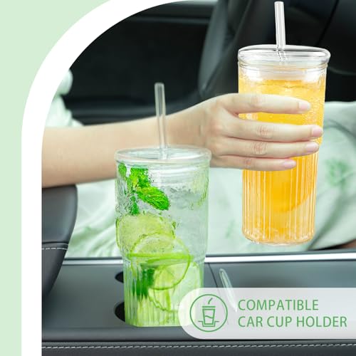 Luiaiog Glass Cups with Lids and Glass Straws, High Borosilicate 20OZ Tumblers for Coffee, Tea, Juice, Smoothies, Hot/Cold Drinks at Home, Office - color: Standard Clear 1pc 20oz