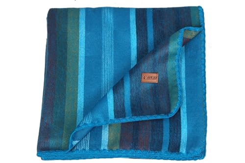 Alpaca Wool Throw Blanket 65 X 45 Inches | Large Warm Ultra-Soft Blanket | Hypoallergenic, Breathable, Non-Itchy Alpaca Wool Fabric | (Turquoise Blue - color: Turquoise Blue, size: Throw (48" x 65")