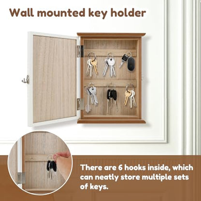 US Wooden Key Box Wall Mount Wooden Key Holder Decorative Wall Key Hanger with 6 Key Hooks Rustic Key Cabinet Key Organizer Entryway Key Holder for Wall Entryway Hallway(Style 1) - size: Style 1