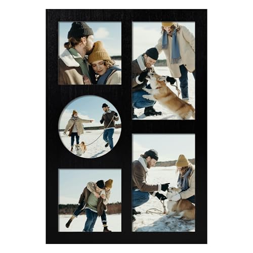 YESKAY Picture Frame Collage for 4x6 and 4x4 Photos,5-Opening Photo Frame Display,Family Photo Frames with Tempered Glass for Wall Decor(Rustic Black_1Pack) - color: Rustic Black, size: 4x4&4x6 - 5 Opening