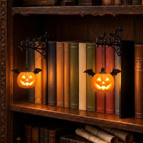 Library Lantern Mini Bookshelf Lamp, Vintage Led Miniature Hanging Lantern for Bookshelf, Wireless Book Nook Lamp with Bookends Decorative, for Home Library, Study and Reading Corner (2Pc-C) - color: 2Pc-C