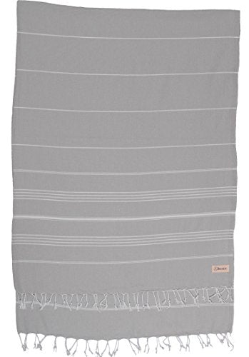 Bersuse Towels Anatolia XL Beach Blanket Throw Blanket Turkish Towel 100% Cotton Extra-Large Quick-Dry Lightweight Premium Peshtemal Towel - 61x82 Inches, Silver Grey - color: Silver Grey