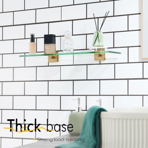 KOKOSIRI Tempered Glass Shelf 20-Inch Floating Wall Shelves Bathroom Rack Kitchen Shower Storage, 2 Pack Champagne Bronze Stainless Steel B1107CPG-L20-P2 - color: Champagne Bronze, size: 20-Inch(2 Pack)