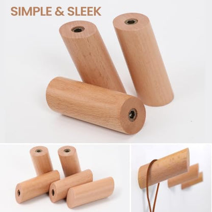evory 4 Pack Coat Hooks Mounted Rustic Wooden Heavy Duty Robe Hook | Beech Wood, Hat Rack, Bathroom Towels, Clothes Hanger - color: 4 Pack - Beech wood