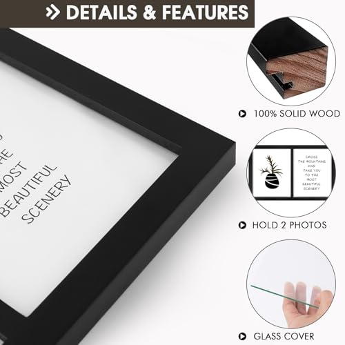 Golden State Art, 8x10 Double Picture Frame, Display Two 8x10 Photos(Black) | Solid Wood- Real Glass For Wall Mounting (Black, 2 Pack) - color: Black, size: 2 Openings 8x10 (2 Pack)