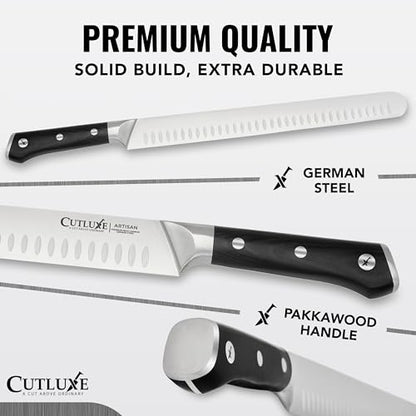 Cutluxe Brisket Knife, 12" Carving & Slicing Knife for Meat & BBQ | Razor Sharp German Steel, Full Tang Ergonomic Handle, Sheath Included – Grilling Gift for Men - size: Brisket Knife
