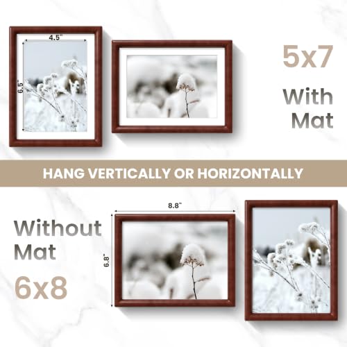 Acovy 6x8 Picture Frame, Natural Solid Mahogany Wood - color: Mahogany, size: 6"x8"