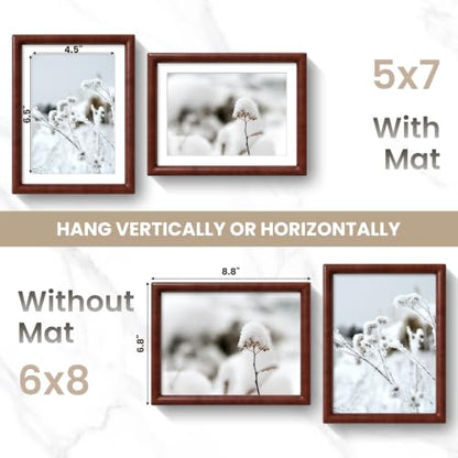 Acovy 6x8 Picture Frame, Natural Solid Mahogany Wood - color: Mahogany, size: 6"x8"