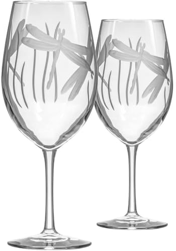Rolf Glass Dragonfly All Purpose Wine Glass 18 ounce - Stemmed Wine Glasses Set of 2 – Lead-Free Glass- Etched Large Wine Glasses - Made in the USA - A Classic - color: All Purpose 2 Set