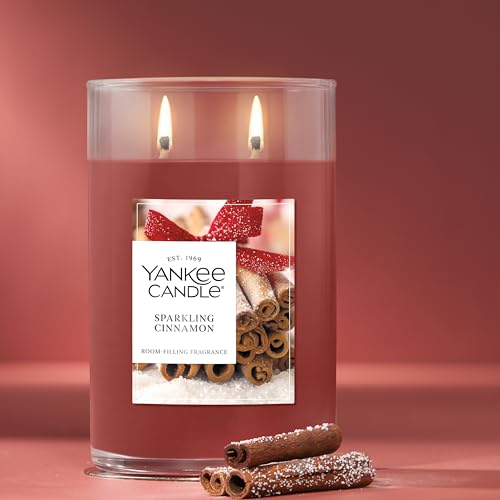 Yankee Candle Large Tumbler Scented Candle with up to 80 Hour Burn Time, Premium Plant Wax Blend for Consistent Burn, 20 oz Tumbler Candle with Room Filling Fragrance, Sparkling Cinnamon - color: Sparkling Cinnamon, size: 20oz