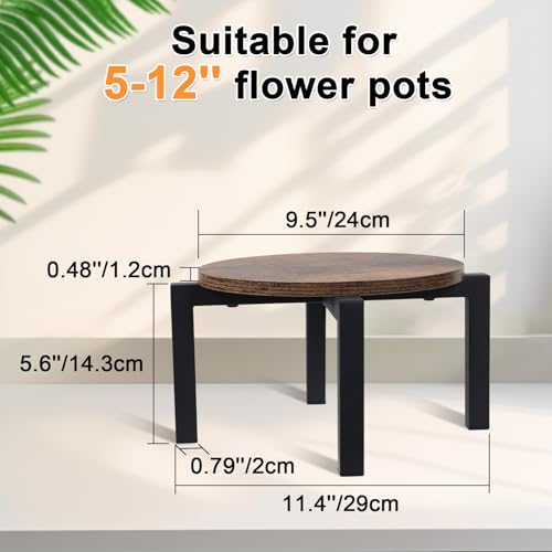 Vigordream Plant Stand Indoor, Heavy Duty Sturdy Metal Plant Pot Holder | Modern Wooden Planter Stool, Single Flower Pot Stands Low Short Planter Riser Flower Table Fits 5-12 Inch Pots - size: Medium