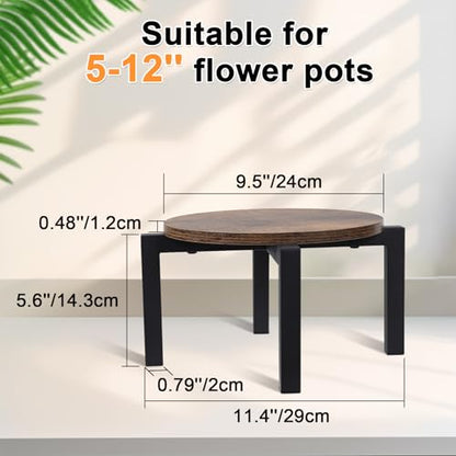 Vigordream Plant Stand Indoor, Heavy Duty Sturdy Metal Plant Pot Holder | Modern Wooden Planter Stool, Single Flower Pot Stands Low Short Planter Riser Flower Table Fits 5-12 Inch Pots - size: Medium