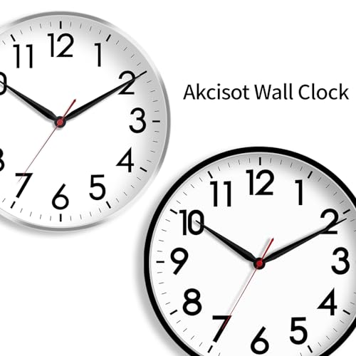 AKCISOT 16 Inch Wall Clock, Silent Battery Operated Analog Clock, Black | Large Size | Living Room | Kitchen | Classroom | Office | Easy to Read Numbers - color: A_black, size: 16 Inch