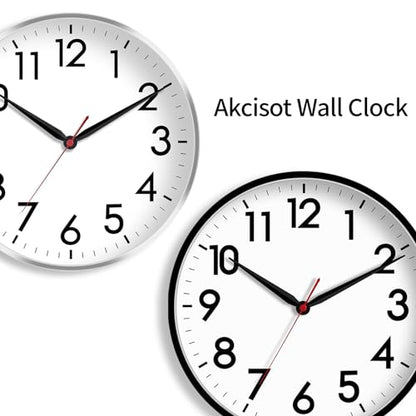 AKCISOT 16 Inch Wall Clock, Silent Battery Operated Analog Clock, Black | Large Size | Living Room | Kitchen | Classroom | Office | Easy to Read Numbers - color: A_black, size: 16 Inch
