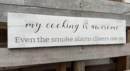 Funny Kitchen Sign, My Cooking is So Awesome, Farmhouse Kitchen Wall Decor,Rustic Quote Wooden Plaque Hanging for Housewarming (Cooking) 4x16 Inch - color: A6, size: 4 X 16 in